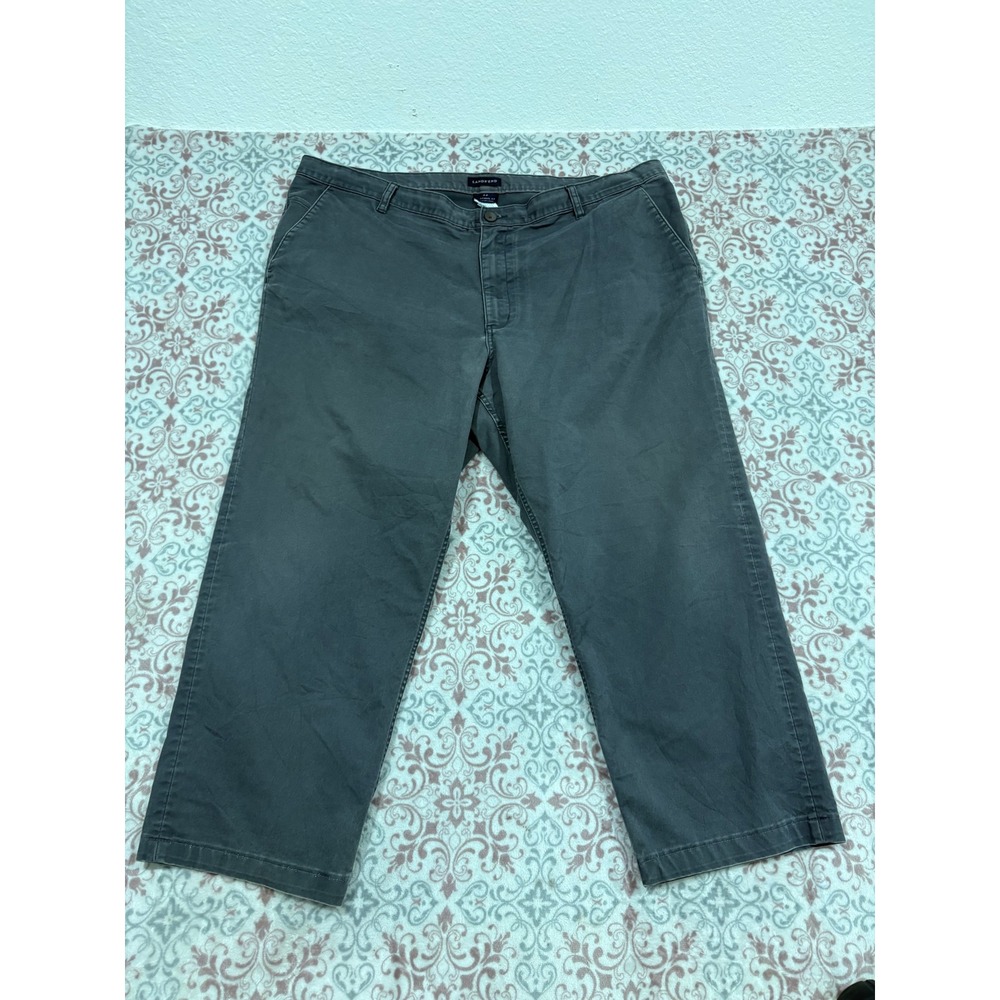 Lands End Mens 46 Traditional Fit Chino Pants Gray Straight Leg Stretch Cotton
